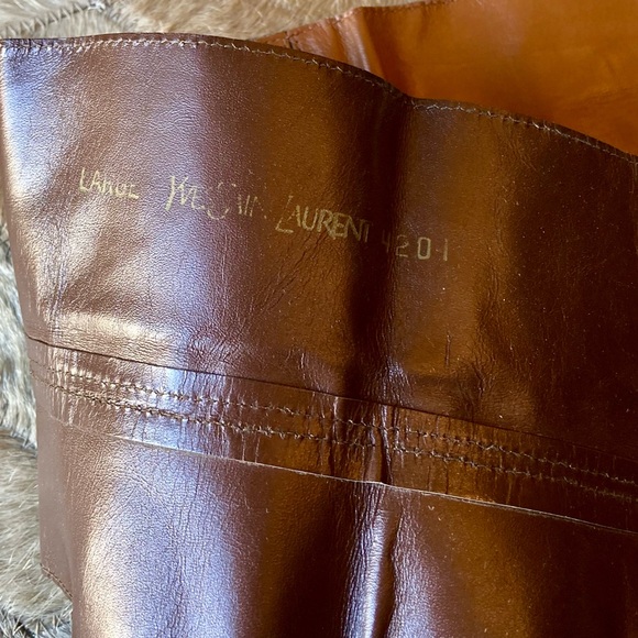 Vintage 90s YSL Brown Leather Corset Belt Large - Picture 10 of 11